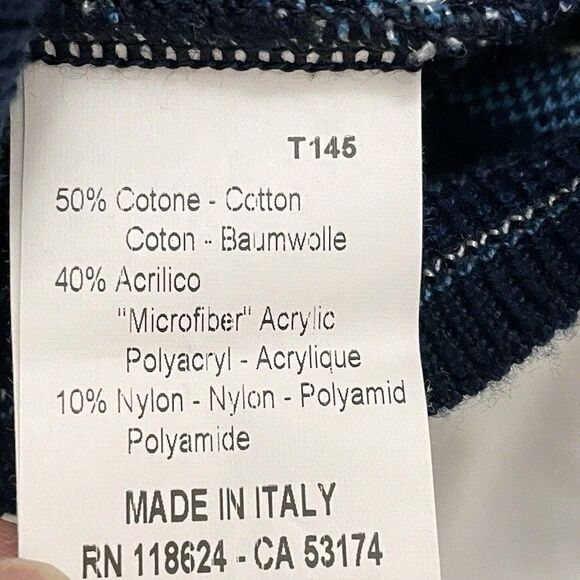 Montechiaro Sweater Mens XL Blue Geometric Print Pullover Crewneck Italy Vintage - Picture 4 of 8